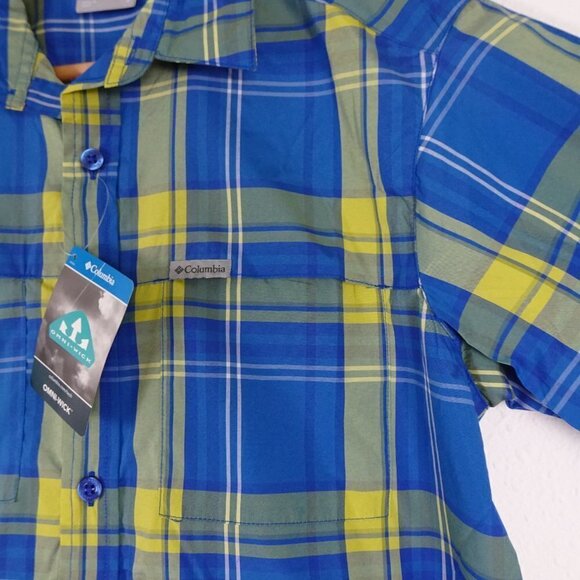 Columbia Short Sleeve Shirt Men's Size S Blue Plaid Button Front Eagle Ray - Picture 4 of 9